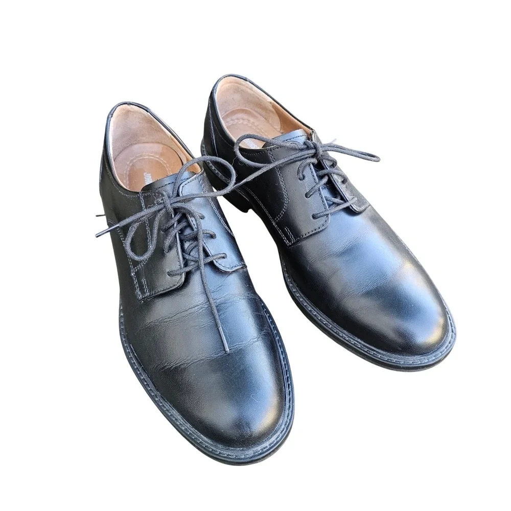 Johnston & Murphy Mason Plain Toe Dress Shoes 9 Black Leather Derby Classic Work